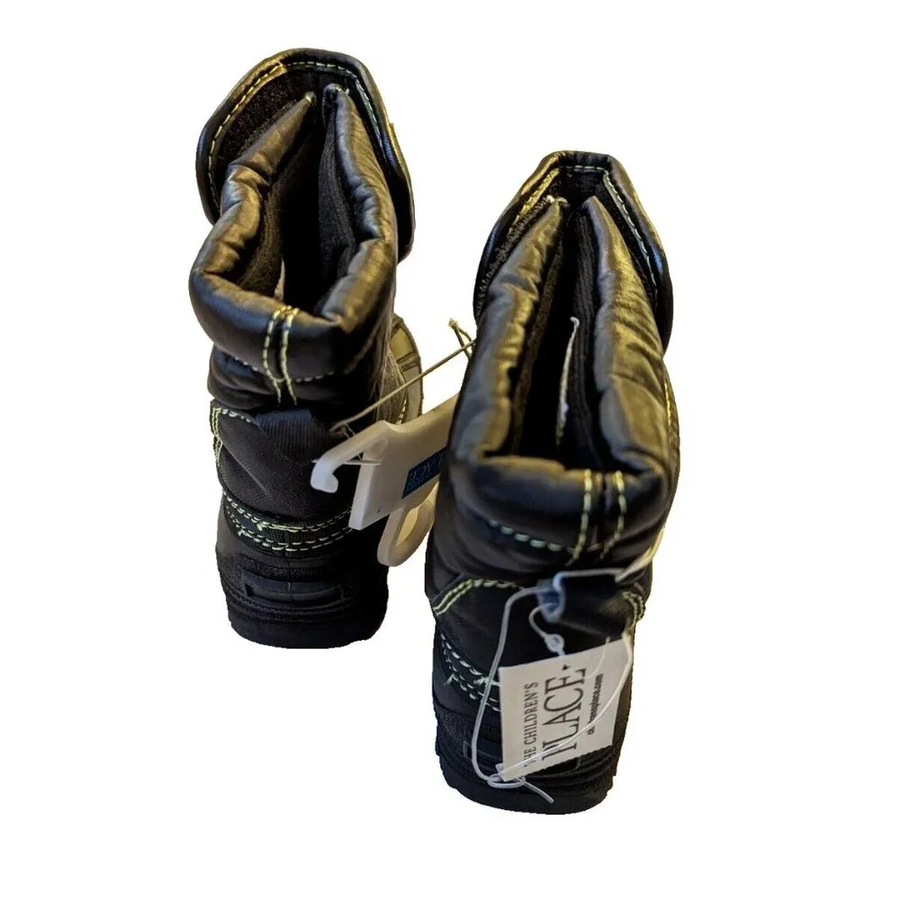 The Children's Place Toddler Boy Snow Boot Padded Winter Quilted CAMO Boot Black - Picture 6 of 10